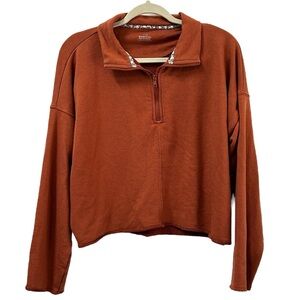 Aerie Women’s 1/4‎ Zip Long Sleeve Cropped Sweatshirt  Sz L